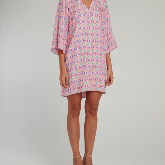 Alice & Trixie Pink Bell Silk Sleeve Shift Dress Size Medium? - Picture 3 of 8